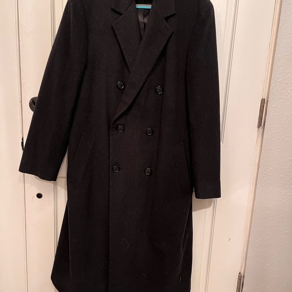Rainforest Black Double-Breasted Men's Coat 100% Wool - Picture 1 of 7